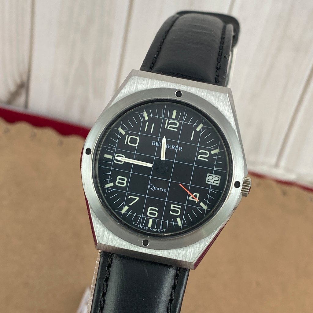 Bucherer All Stainless Steel Gold Swiss Mans Watch
